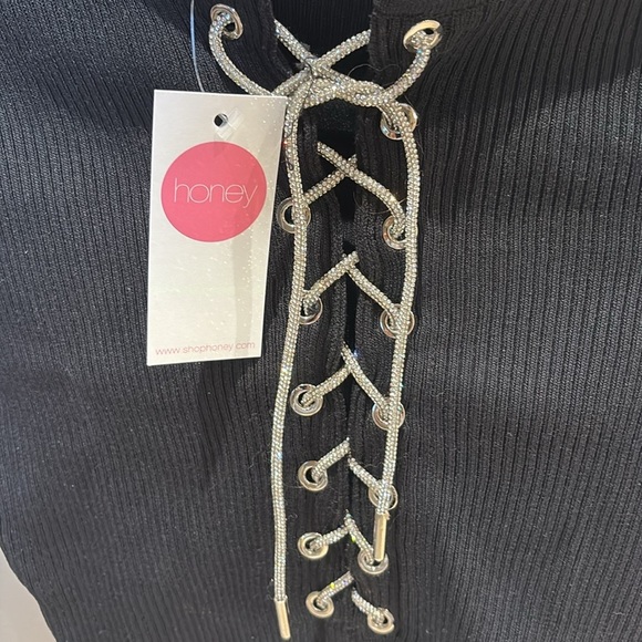 Honey Rhinestone lace up crop top - Picture 2 of 4